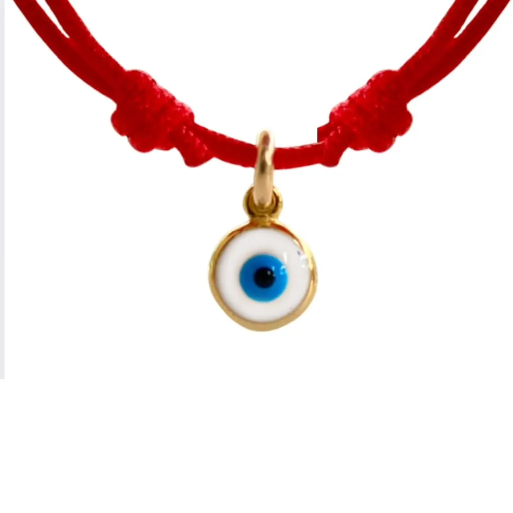 14K Gold Evil Eye Cord Anklet & Bracelet - Unisex, Adjustable Red/Black Rope. Waterproof Minimalist Amulet for All. Beach & Daily Wear (red, gold - anklet)