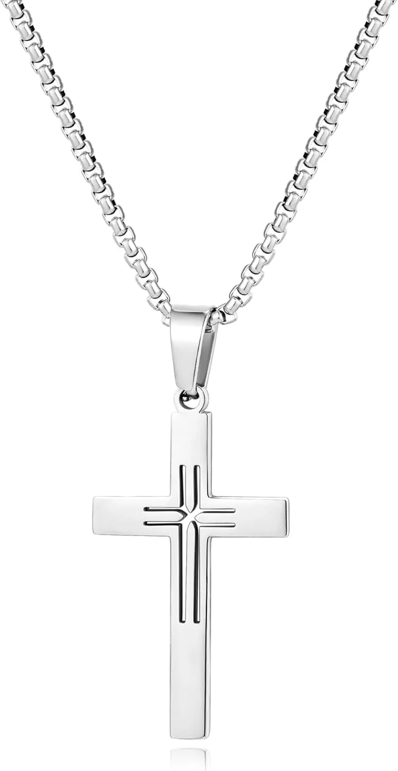 14k Gold Plated/silver Cross Necklace for women and men Religious Christian Gifts for Women Men First Communion Gifts Baptism Easter Basket Fillers Cross Necklace