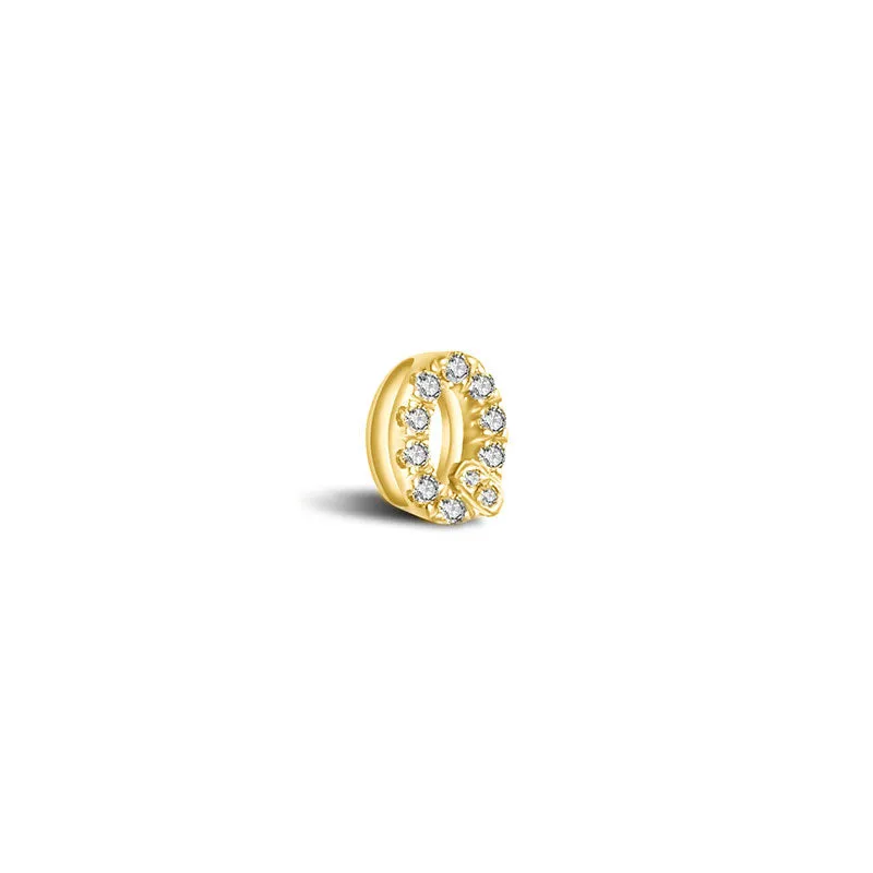 18k Gold Initial Letter "Q" Diamond Pandent   Necklace