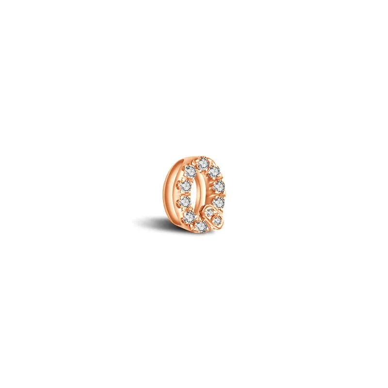 18k Gold Initial Letter "Q" Diamond Pandent   Necklace