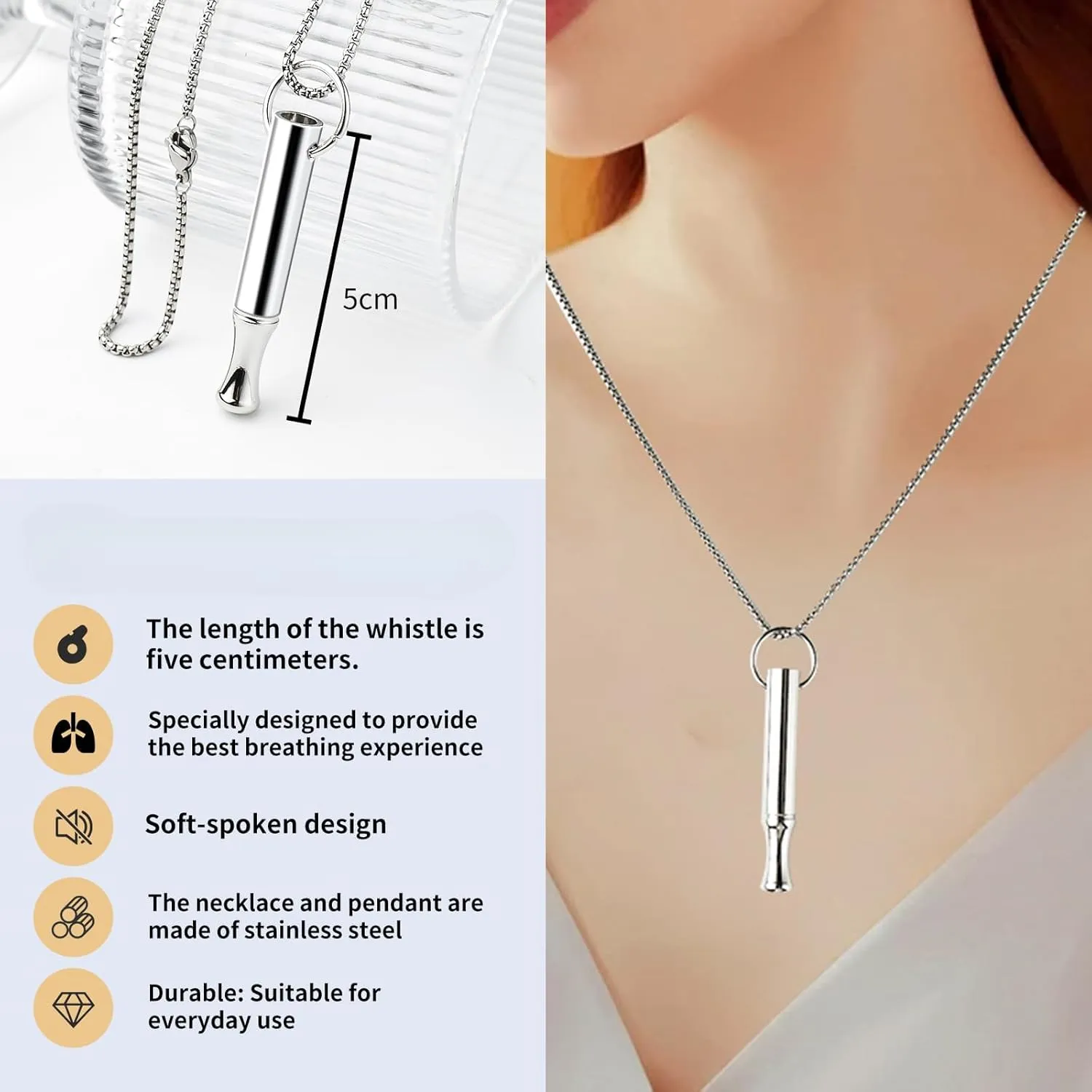 2Pcs Breathing Necklace for Anxiety Relief Breathlink Stop Smoking Quit Vaping Aids Fidget Necklace for Smoking Cessation Vaporless Smokeless Inhaler for Adult Women Men