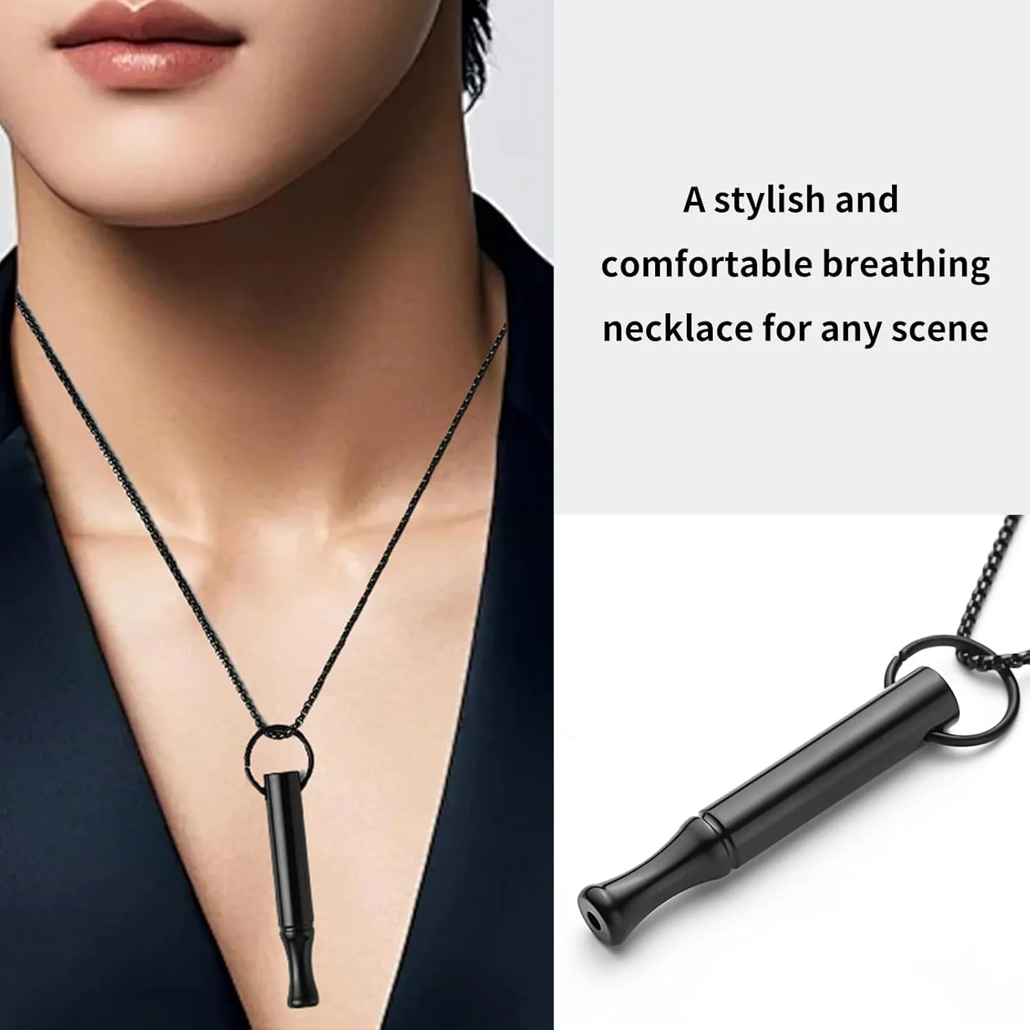 2Pcs Breathing Necklace for Anxiety Relief Breathlink Stop Smoking Quit Vaping Aids Fidget Necklace for Smoking Cessation Vaporless Smokeless Inhaler for Adult Women Men