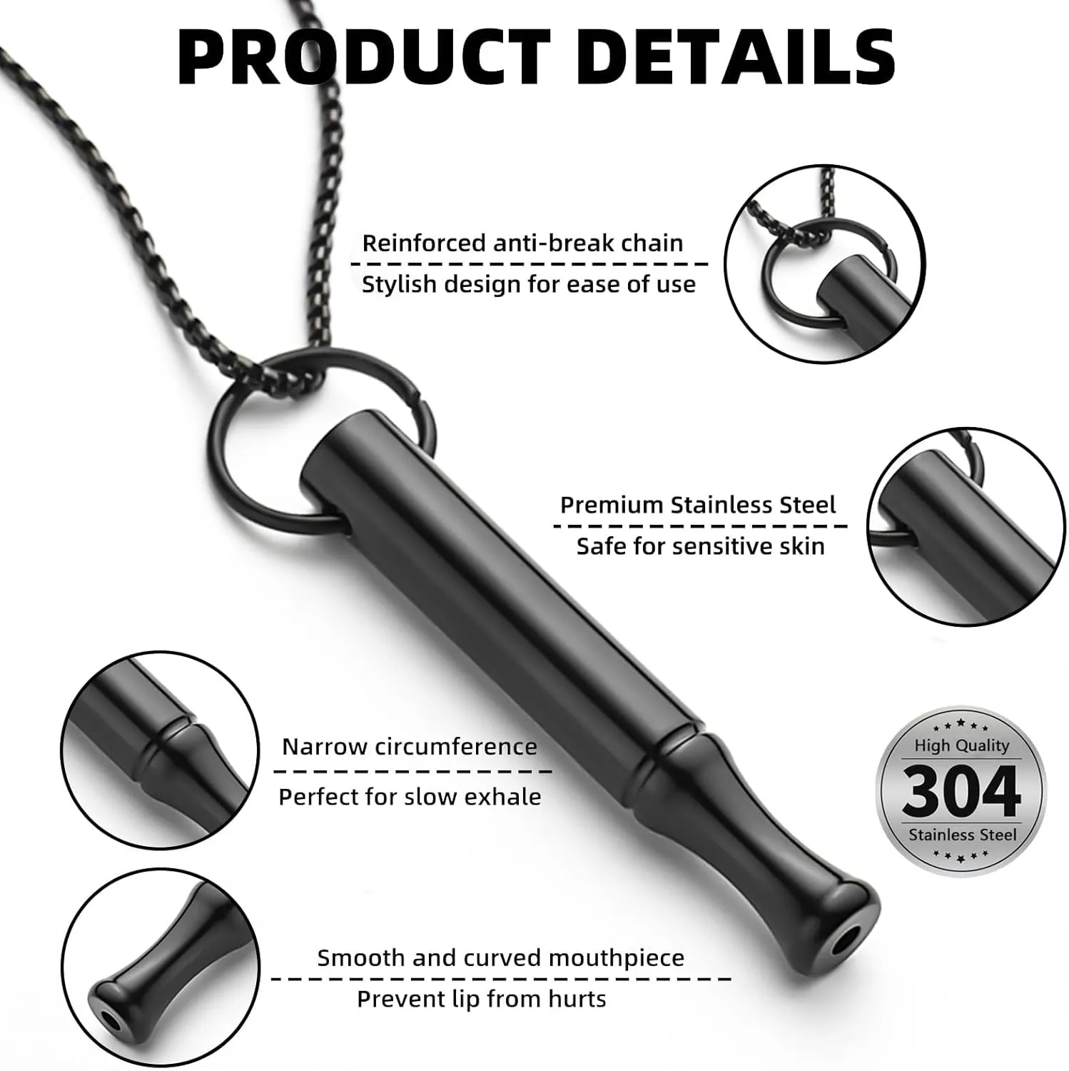 2Pcs Breathing Necklace for Anxiety Relief Breathlink Stop Smoking Quit Vaping Aids Fidget Necklace for Smoking Cessation Vaporless Smokeless Inhaler for Adult Women Men