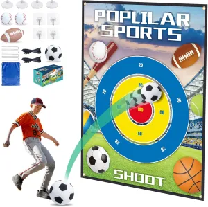3-in-1 Soccer Football Baseball Gifts-Indoor Outdoor Backyard Toss Soccer Football Baseball Toys Game Set-Gift for 3-12 Year Old Boy Toys Birthday (3-in-1 Game Set No Stand)