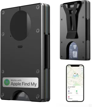 Air Wallet Minimalist Wallet With Built In Airtag Chip, Rfid Blocking Credit Card Holder, Slim Wallet For Men, Compatible With Apple Find My Ios Only,Trackable Wallet (Black)