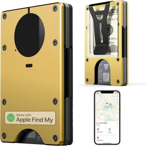 Air Wallet Minimalist Wallet With Built In Airtag Chip, Rfid Blocking Credit Card Holder, Slim Wallet For Men, Compatible With Apple Find My Ios Only,Trackable Wallet (golden)