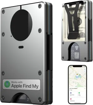 Air Wallet Minimalist Wallet With Built In Airtag Chip, Rfid Blocking Credit Card Holder, Slim Wallet For Men, Compatible With Apple Find My Ios Only,Trackable Wallet (Gray)