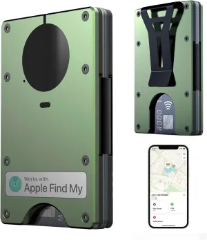 Air Wallet Minimalist Wallet With Built In Airtag Chip, Rfid Blocking Credit Card Holder, Slim Wallet For Men, Compatible With Apple Find My Ios Only,Trackable Wallet (Green)