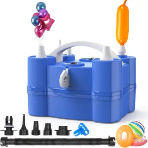 Balloon Pump, Triple Inflating Ports for 260q Foil Latex Mylar Balloon, 3-in-1 Electric Air Pump for Inflatables and Balloons, Inflator Deflator for Swimming Rings Air Mattress Pool Floats