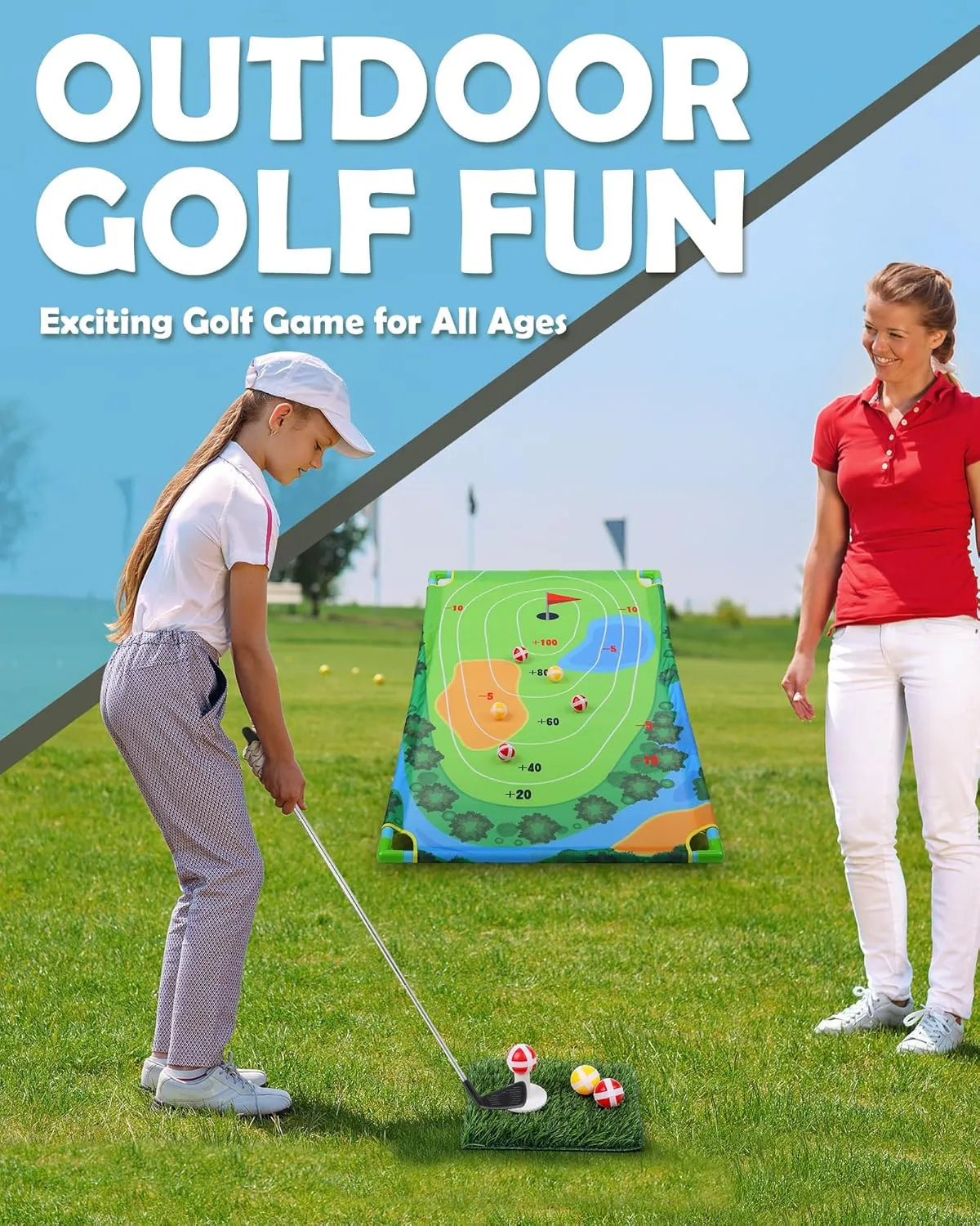 Battle Golf Chipping Game,Golf Chip and Practice Set with Stick Ball&Dart for Backyard Indoor