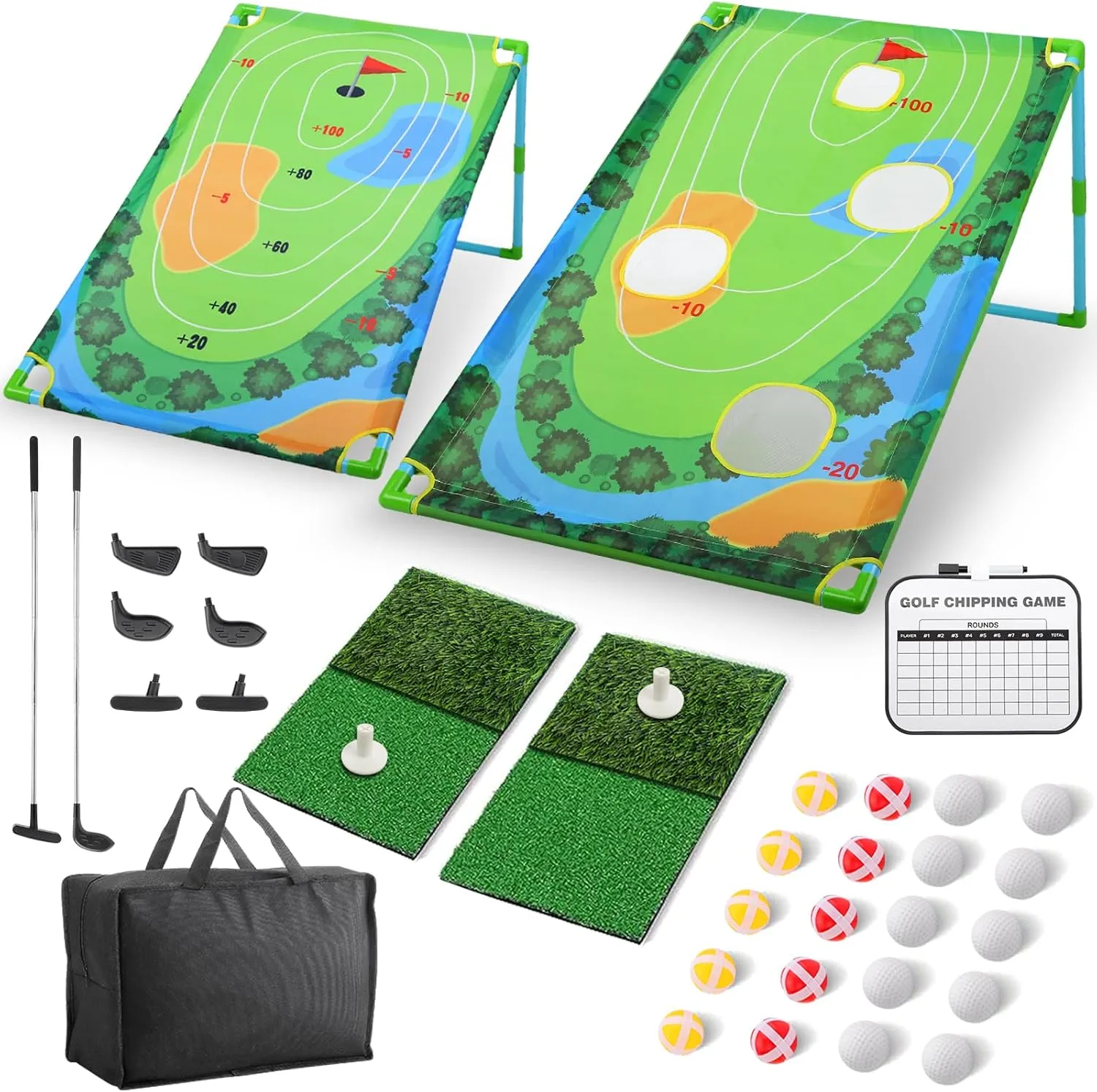 Battle Golf Chipping Game,Golf Chip and Practice Set with Stick Ball&Dart for Backyard Indoor