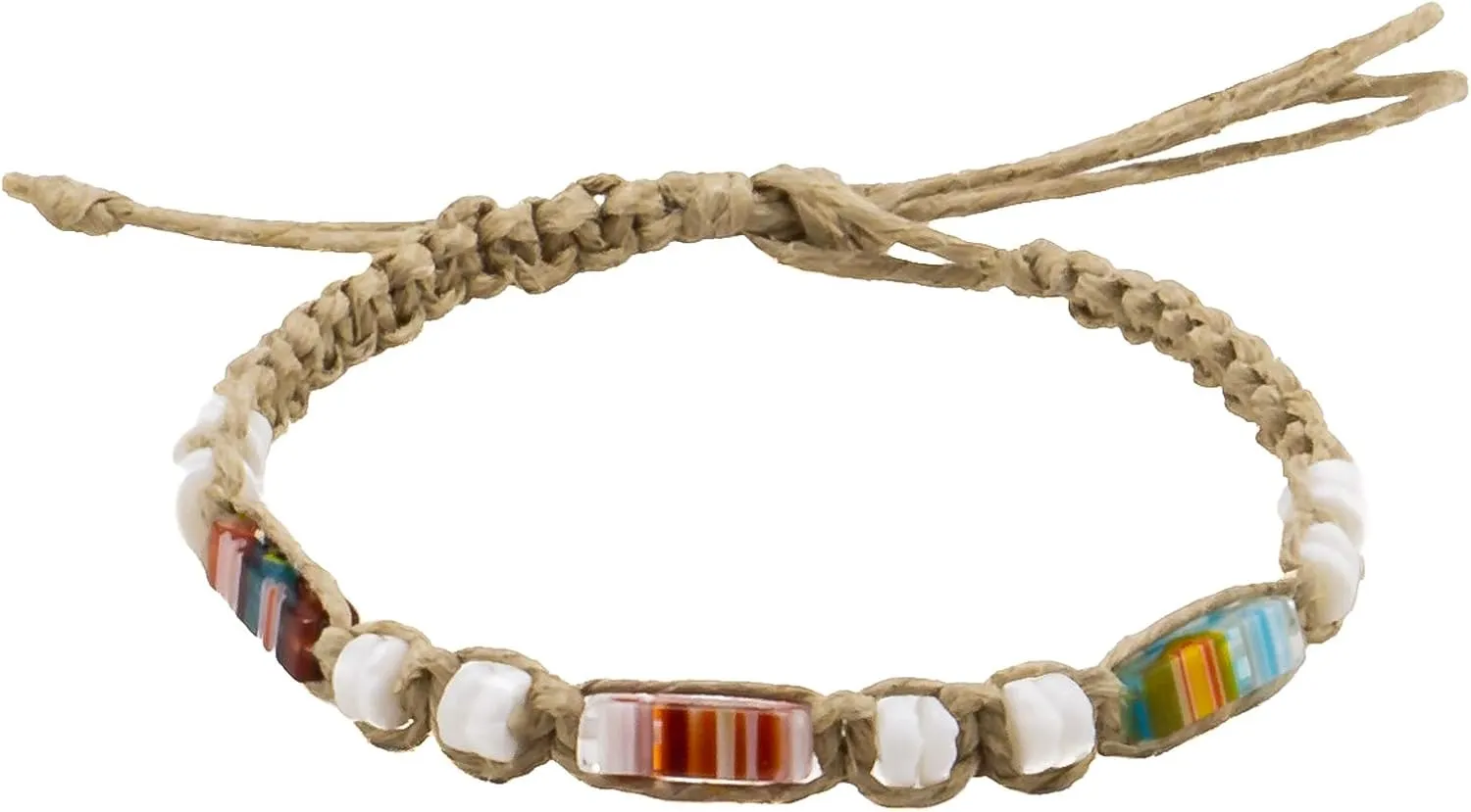 BlueRica Hemp Anklet with Murano Glass Tubes