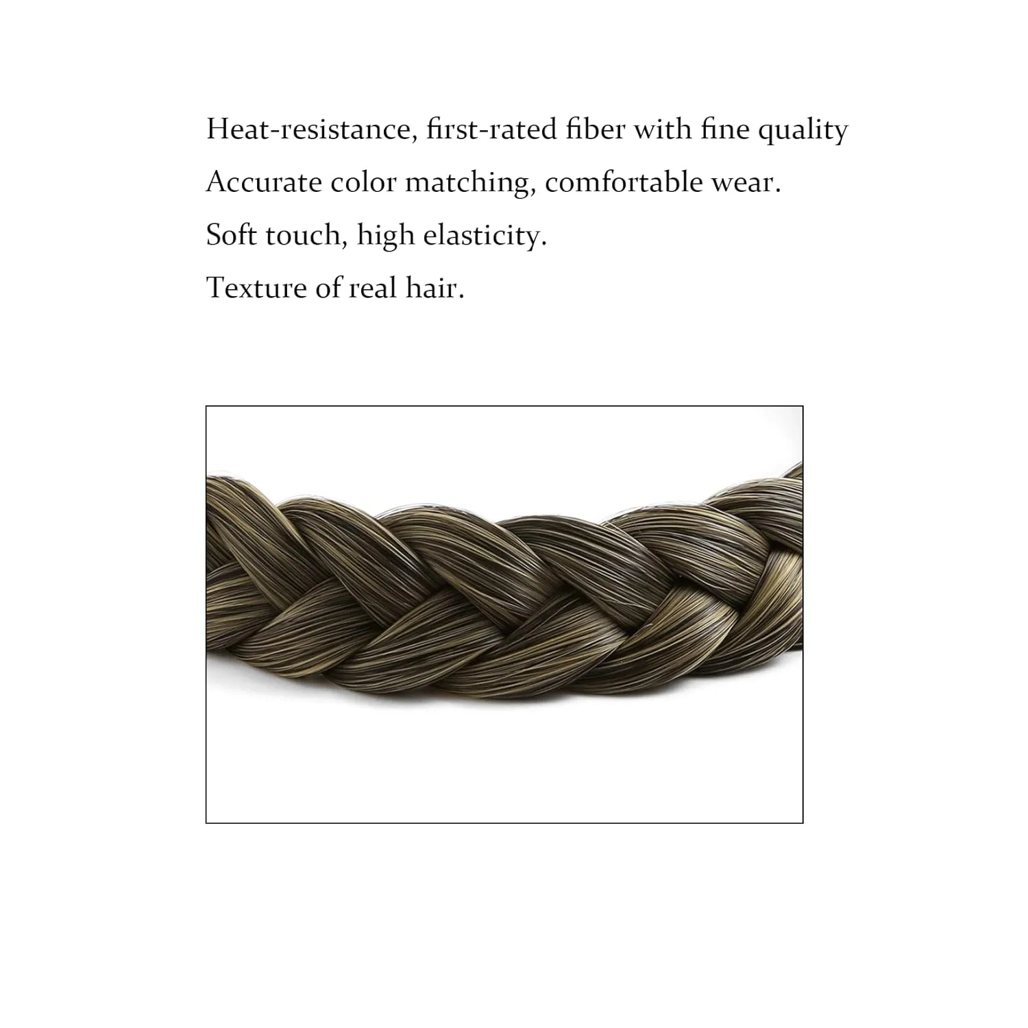 Braid headband 3 Strands Synthetic Braided Headband Classic Chunky Elastic headband Women Girl Bohemian Trendy Hair Braid 65g (3-strand braidsAE)