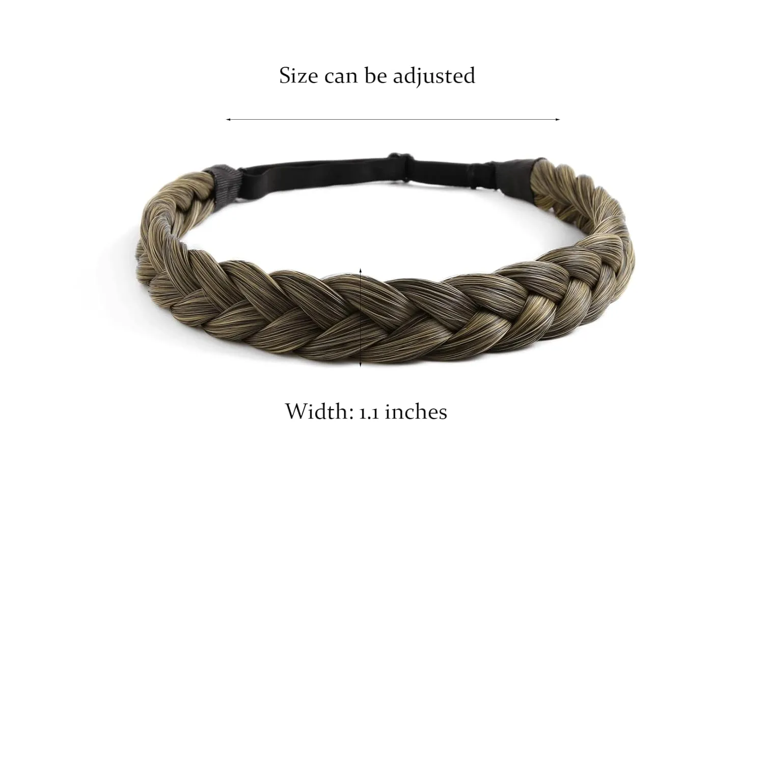 Braid headband 3 Strands Synthetic Braided Headband Classic Chunky Elastic headband Women Girl Bohemian Trendy Hair Braid 65g (3-strand braidsAE)
