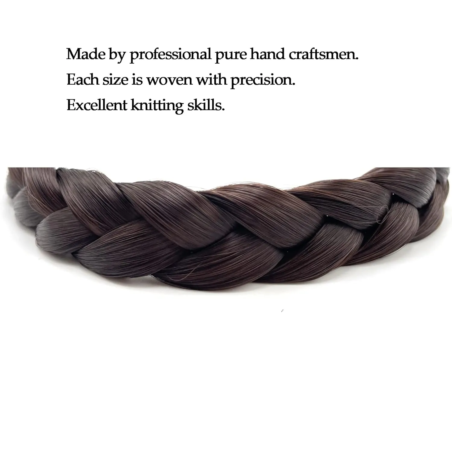 Braid headband 3 Strands Synthetic Braided Headband Classic Chunky Elastic headband Women Girl Bohemian Trendy Hair Braid 65g (-strand braids B)
