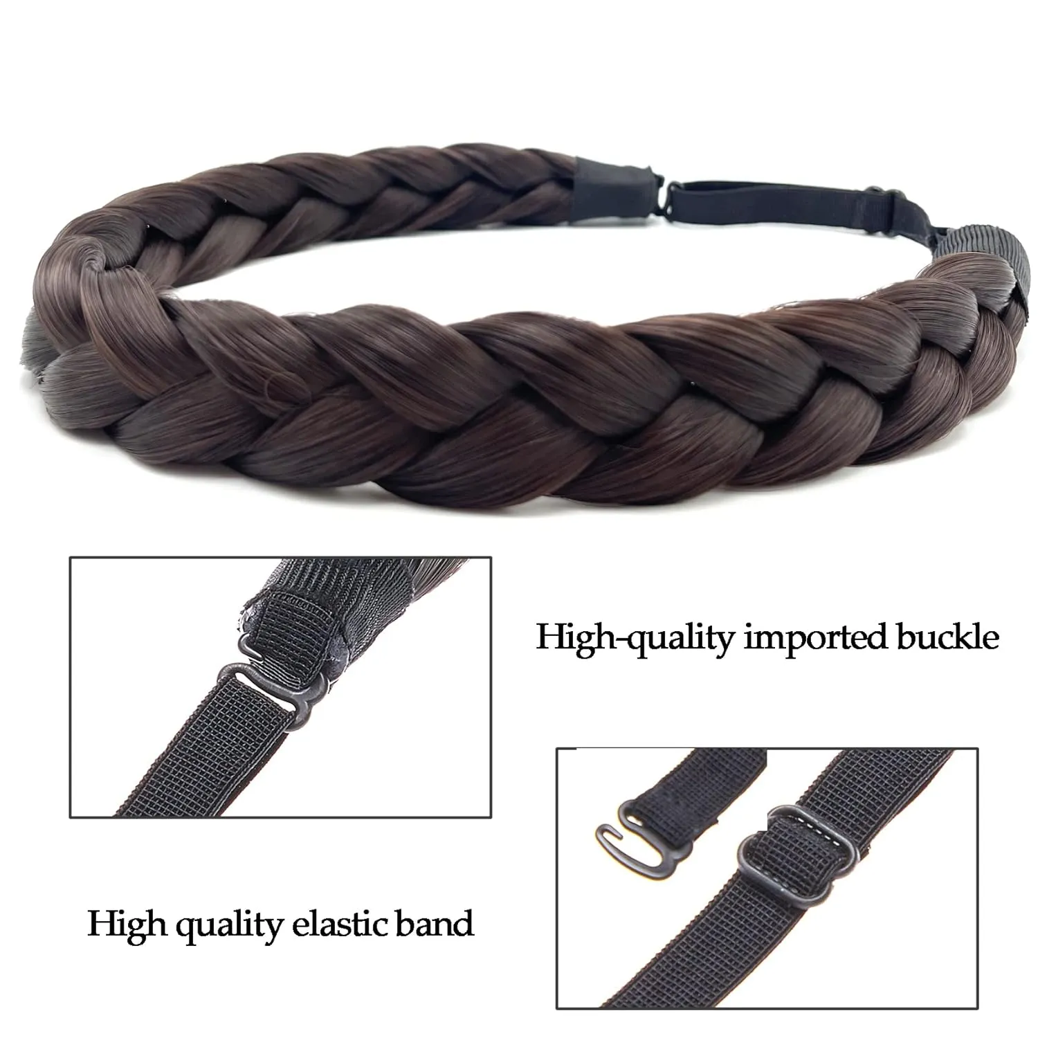 Braid headband 3 Strands Synthetic Braided Headband Classic Chunky Elastic headband Women Girl Bohemian Trendy Hair Braid 65g (-strand braids B)