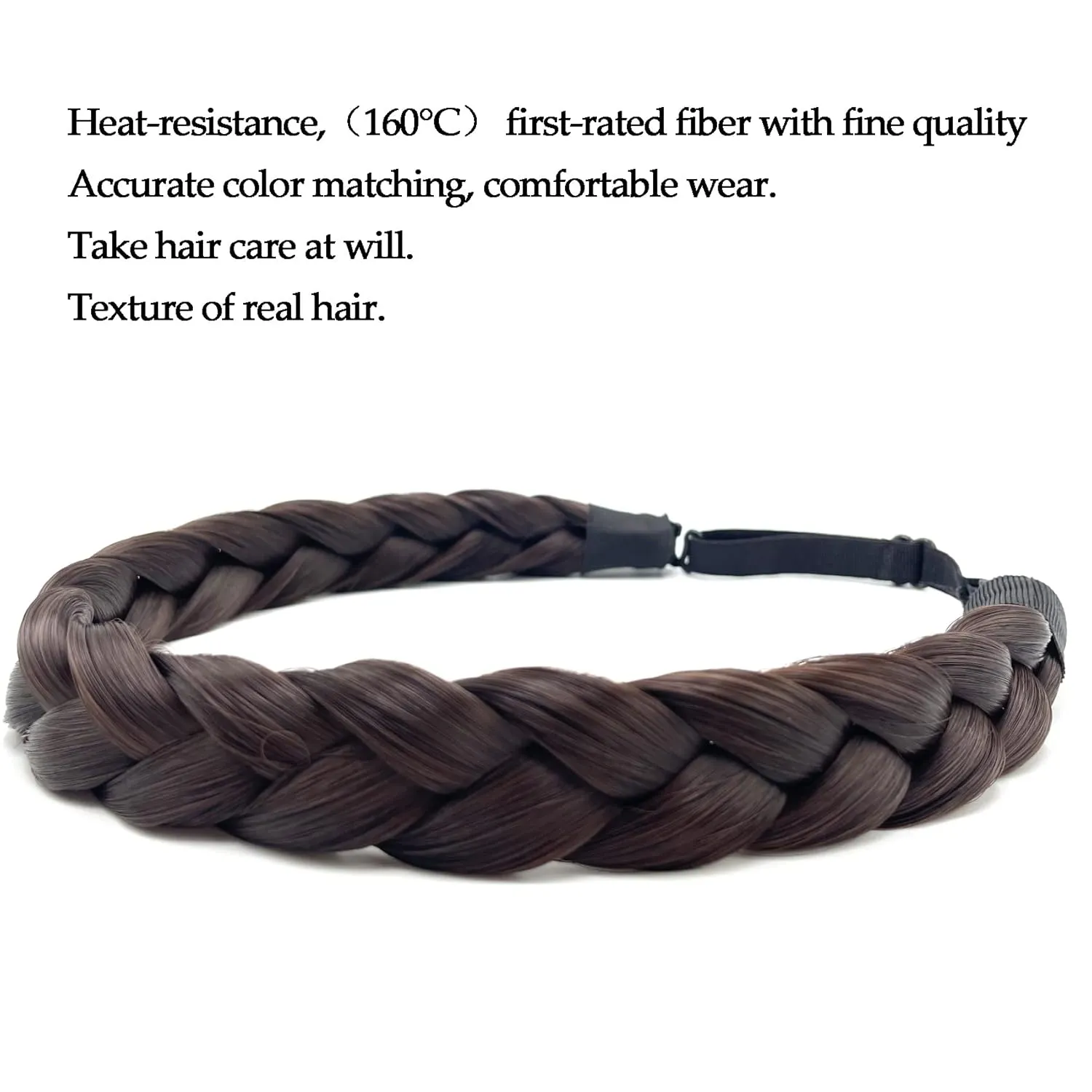 Braid headband 3 Strands Synthetic Braided Headband Classic Chunky Elastic headband Women Girl Bohemian Trendy Hair Braid 65g (-strand braids B)