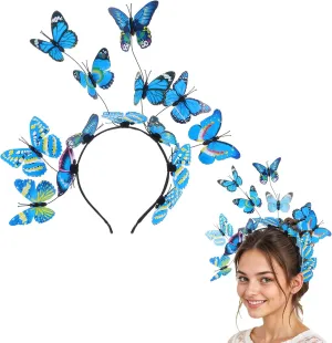 Butterfly Headband for Women Butterfly Fascinator Hair Crowns Tiaras Bands Festival Tea Party Carnival Headpiece