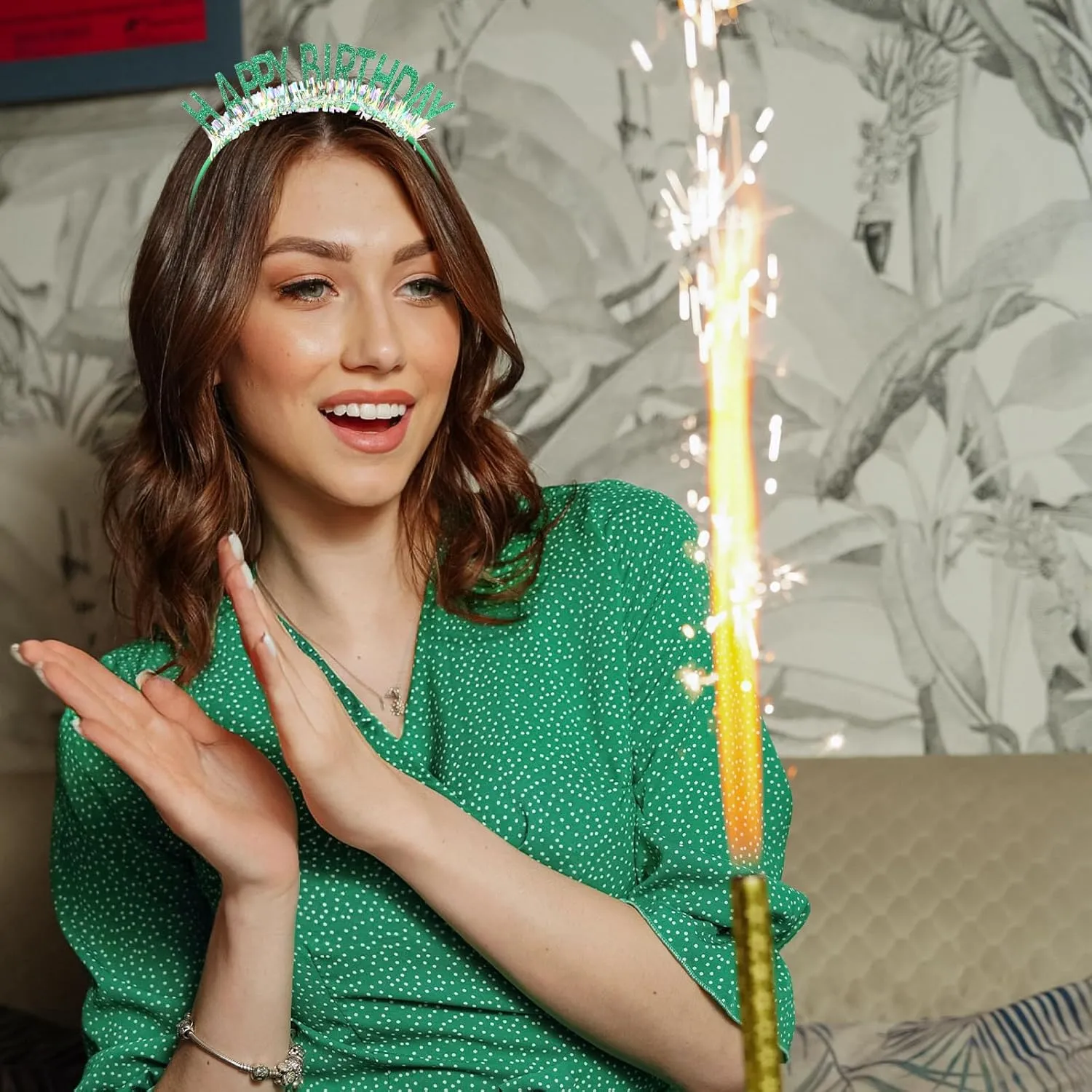 CIEHER Birthday Crown Birthday Headband, Birthday Headband, Happy Birthday Headband for Women Girls, Birthday Girl Headband, Birthday Tiara Happy Birthday Decorations, Birthday Gifts - Green