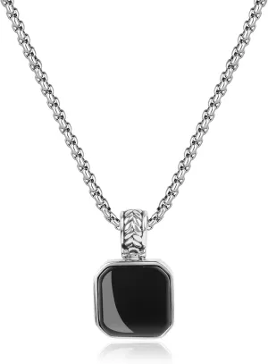 COAI Stainless Steel Necklace for Men, Men's Crystal Necklace, Tiger Eye/Malachite/Black Obsidian
