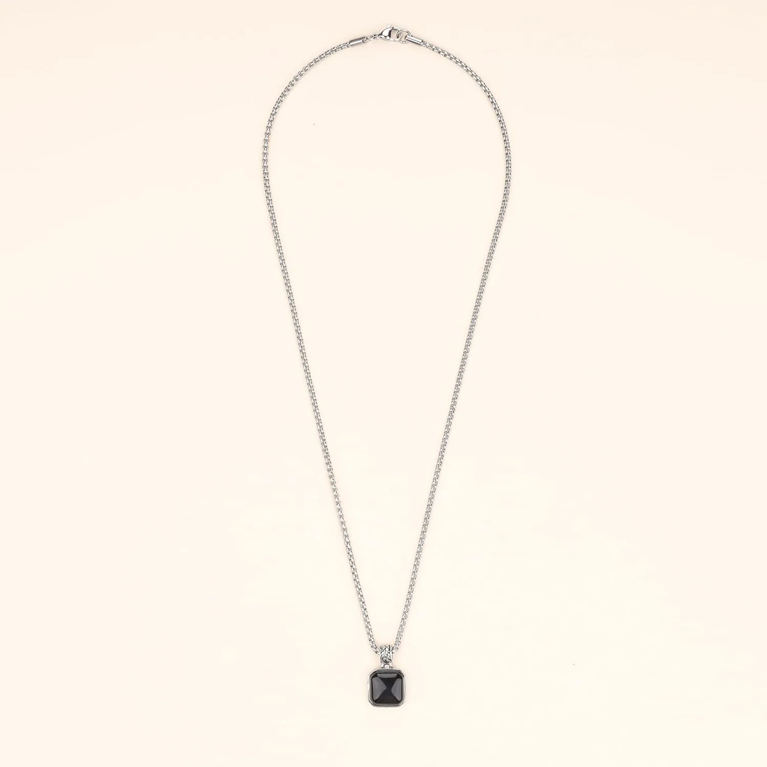 COAI Stainless Steel Necklace for Men, Men's Crystal Necklace, Tiger Eye/Malachite/Black Obsidian