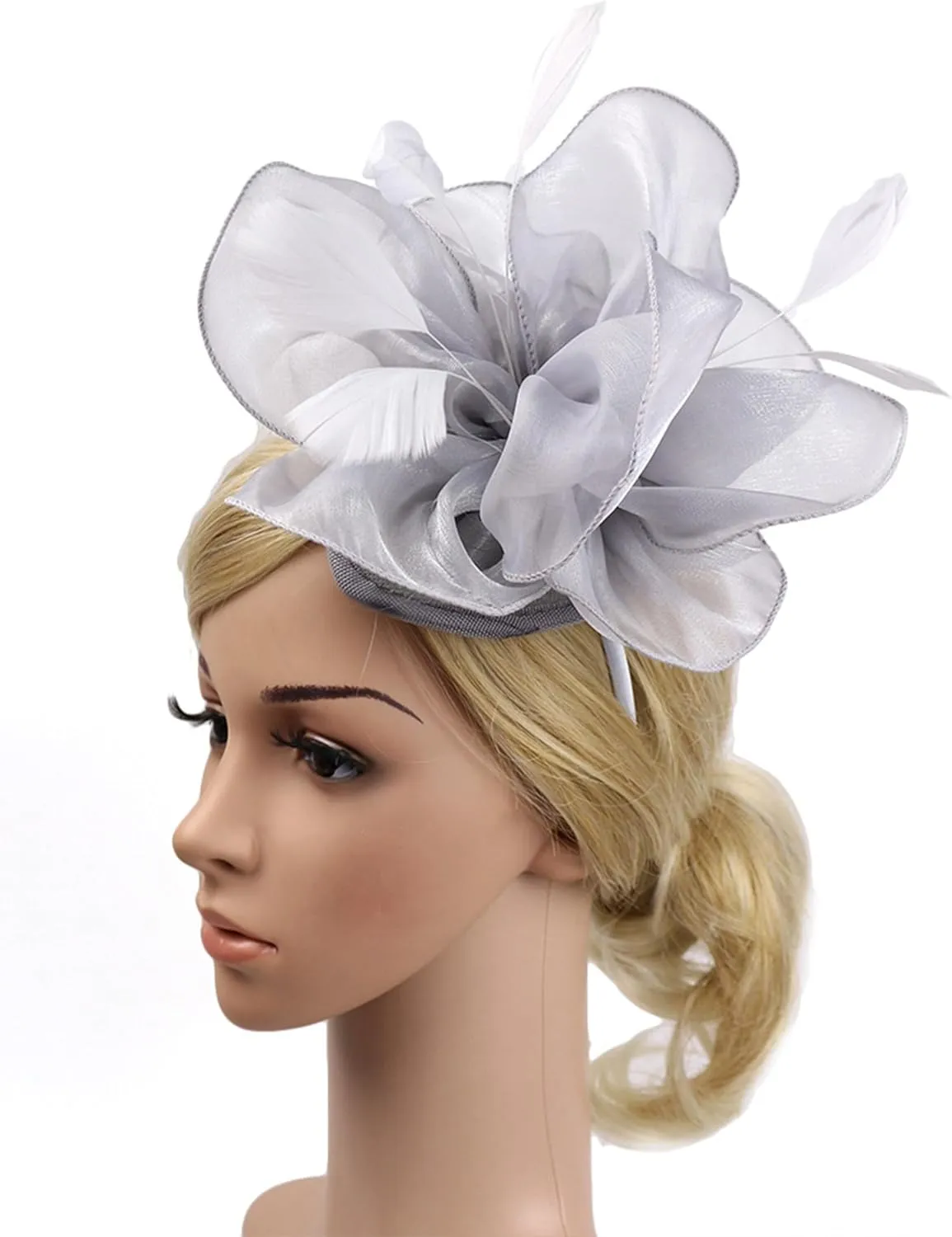 Dodheah Fascinators Hat for Women Tea Party Derby Hats Pillbox Hat Flower Feathers Wedding Headwear with Headband Hair Clip