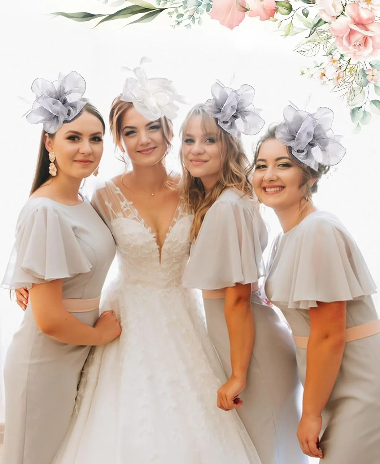 Dodheah Fascinators Hat for Women Tea Party Derby Hats Pillbox Hat Flower Feathers Wedding Headwear with Headband Hair Clip