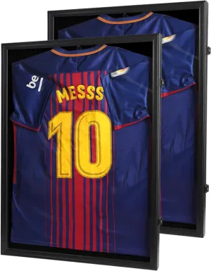 Football Jersey Frame Display Case 2 Pack - Lockable Jersey Display Case with UV Protection - Fits Hockey Soccer Basketball Baseball Shirts - Jersey Shadow Box, Black, 2 Pack