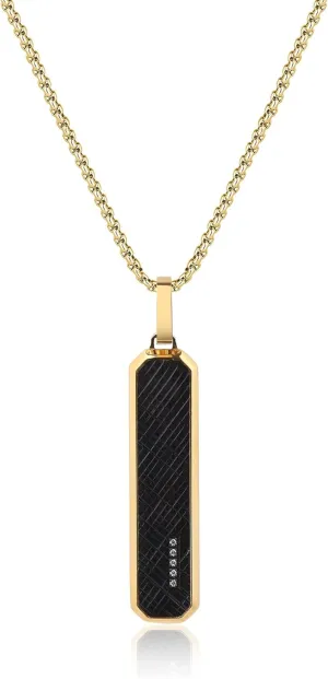 GAVU Tag Necklace for Men, Men??s Stainless Steel Pendant Necklace Black Tag Pendant for Men