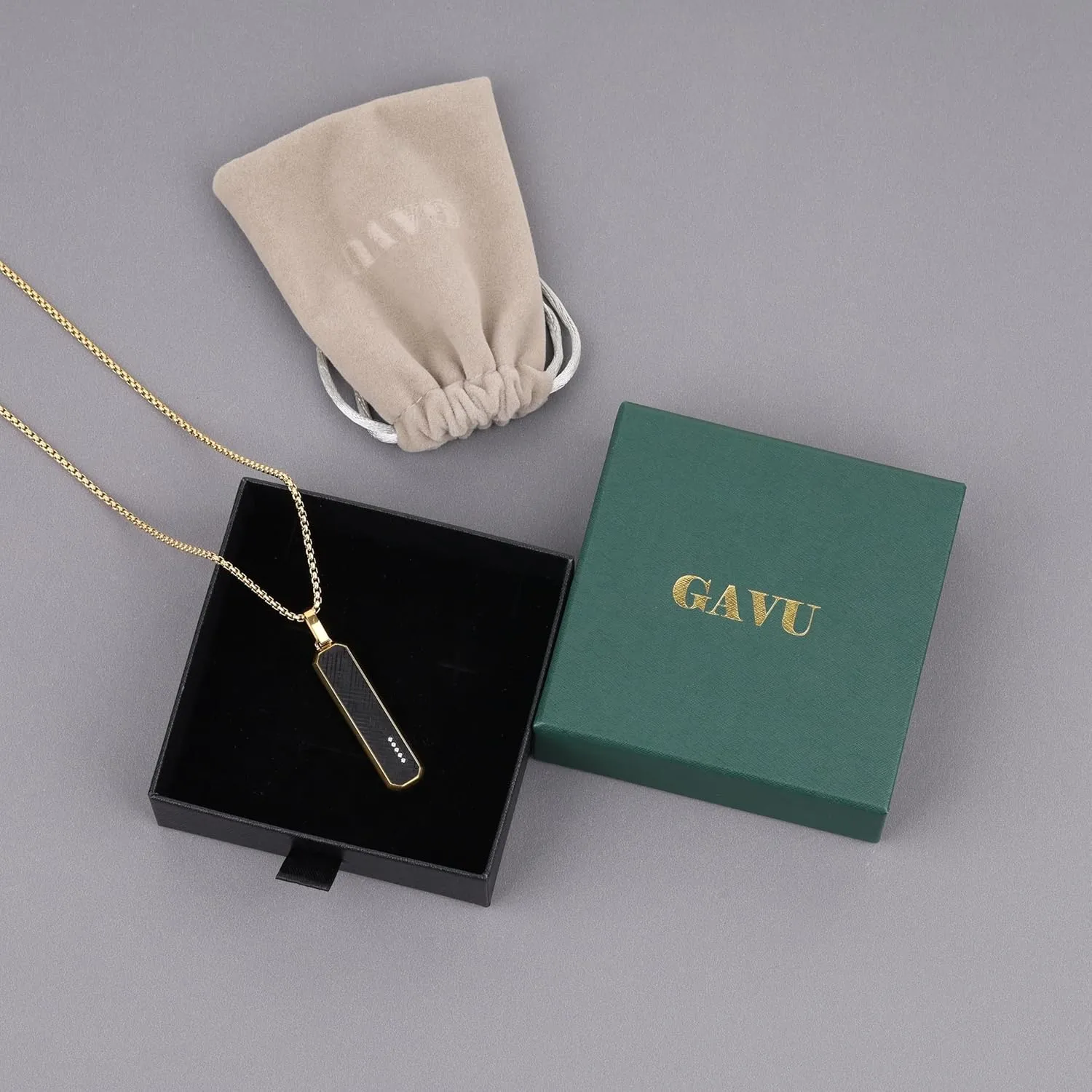 GAVU Tag Necklace for Men, Men??s Stainless Steel Pendant Necklace Black Tag Pendant for Men