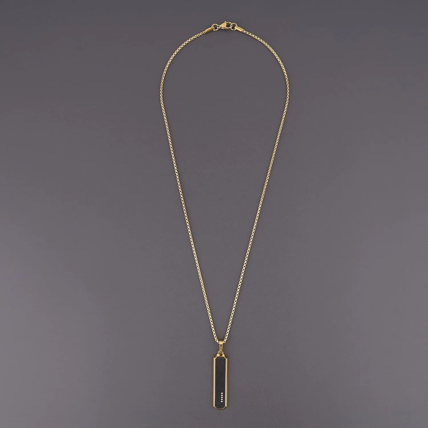 GAVU Tag Necklace for Men, Men??s Stainless Steel Pendant Necklace Black Tag Pendant for Men