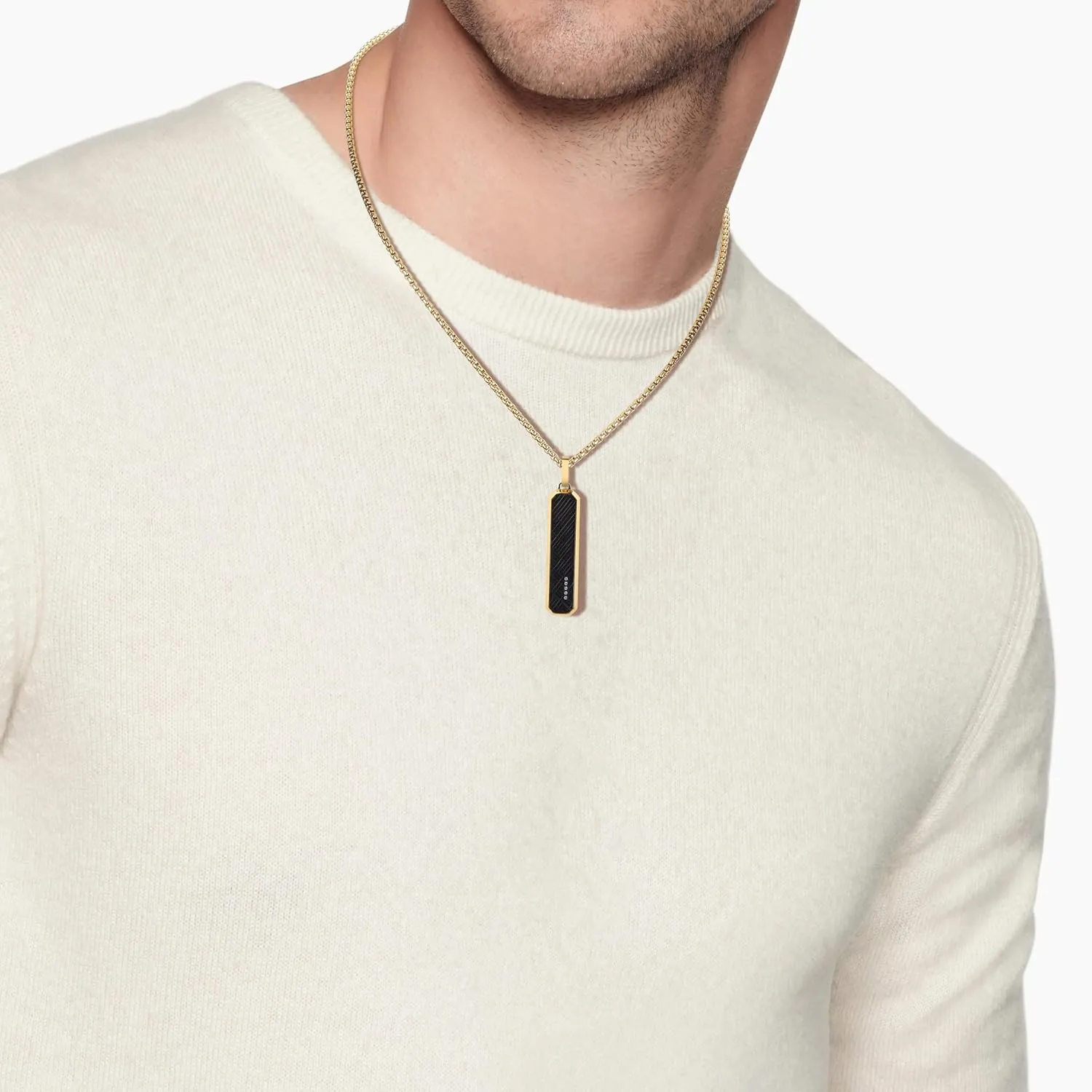 GAVU Tag Necklace for Men, Men??s Stainless Steel Pendant Necklace Black Tag Pendant for Men