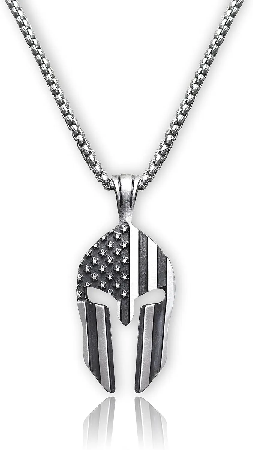 Gymish Lifestyle Workout Pendant Necklace, The Spartan Warrior Pendant, Self-Discipline, Hard Work, Dedication, Motivational Gift for Gym Lovers, Titanium Steel Necklace for Men