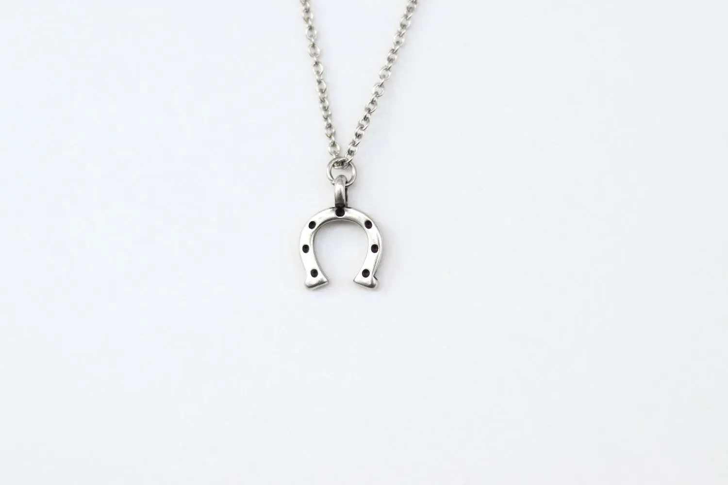 Horseshoe necklace for men, silver chain, gift for him, cowboy necklace