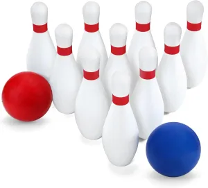 Kids Bowling Set with 10 Soft Foam Bowling Pins & 2 Balls, Indoor Outdoor Bowling Toys for Toddlers 3-8 Years Old