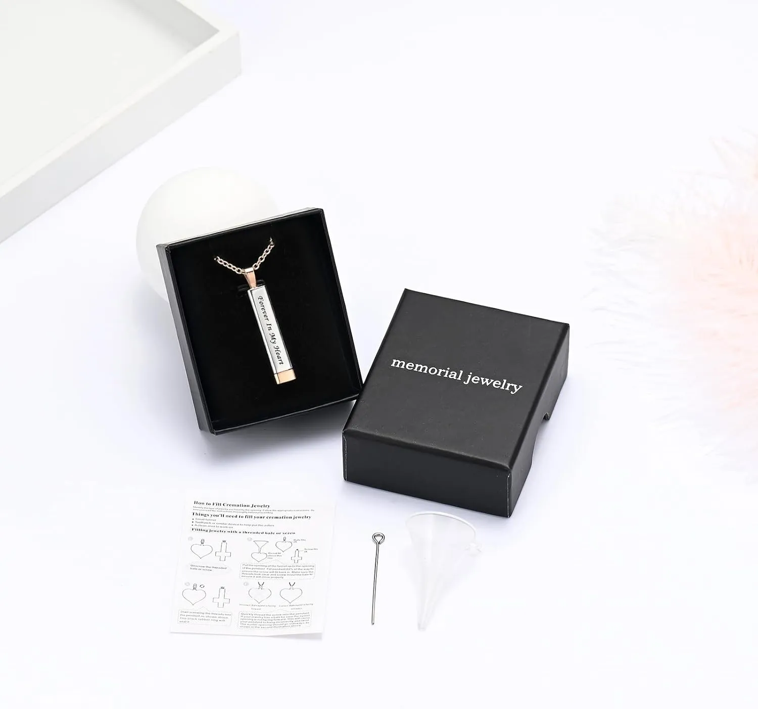 memorial jewelry Bar Cremation Jewelry Hidden Message Urn Ashes Necklace for Can Be Pulled Up and Down Urn Ashes Necklace for Women Men Cremation Ash Pendant Loved One Forever in My Heart