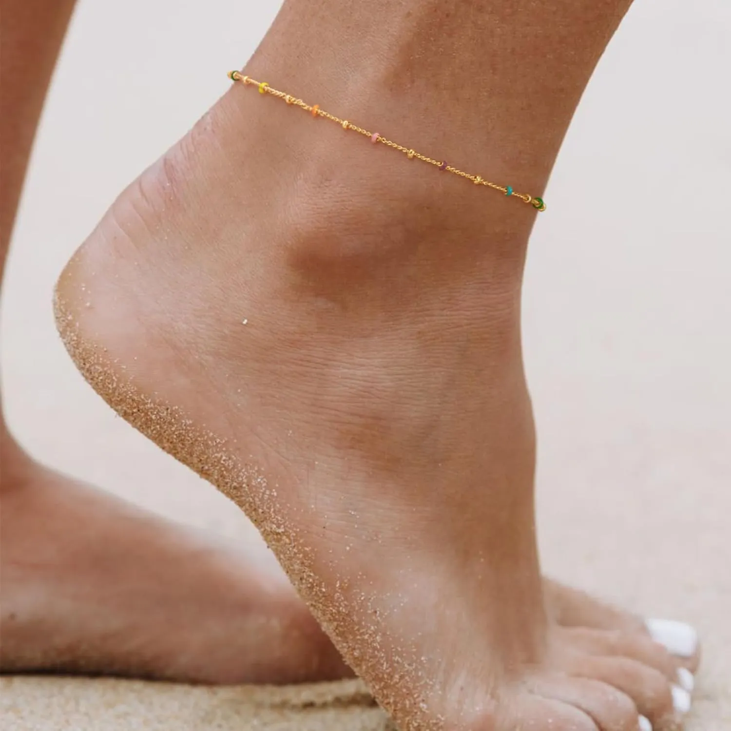 MEVECCO Anklet for Women Gold Chain 14K Gold Plated Dainty Boho Beach Summer Simple Foot Jewelry Ankle Bracelet