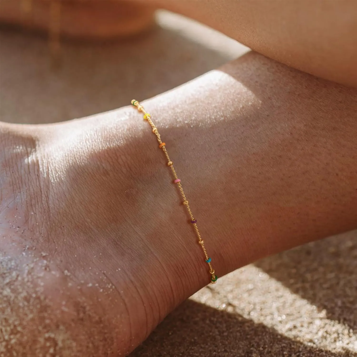 MEVECCO Anklet for Women Gold Chain 14K Gold Plated Dainty Boho Beach Summer Simple Foot Jewelry Ankle Bracelet