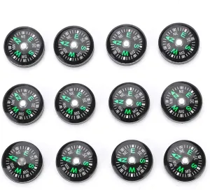 Mini Compass, Oil Filled Compass 20Mm Pocket Compass 12Pcs Button Compass with Hard Shell for Kids Survival Kits Projects Hobbies Camping Hiking Boating Touring