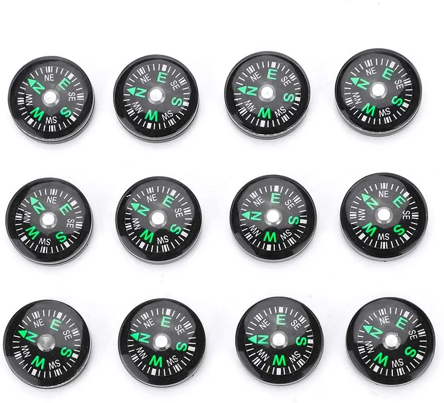 Mini Compass, Oil Filled Compass 20Mm Pocket Compass 12Pcs Button Compass with Hard Shell for Kids Survival Kits Projects Hobbies Camping Hiking Boating Touring