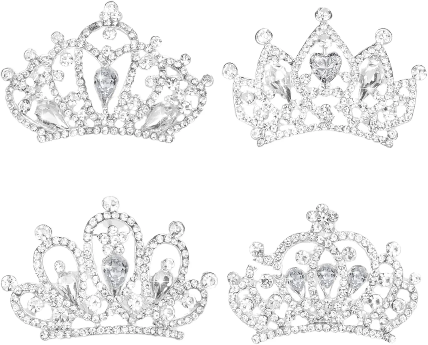 Mini Tiaras Crown with Hair Comb Mini Tiara Bulk Crown Princess Crystal Shiny Tiaras Headbands for Women Hair Accessories Ballet Headdress for Women 4 PCS