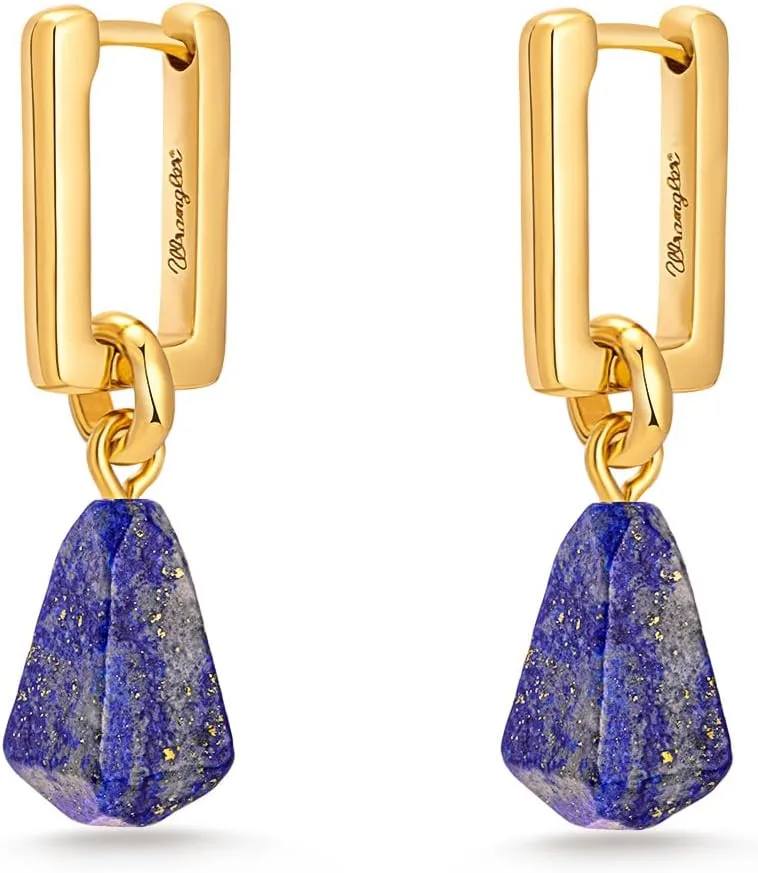Montana West x Wrangler Natural Gemstone Dangle Earrings for Women Gold Plated Retro Huggie Lightweight Danity Trendy Jewelry