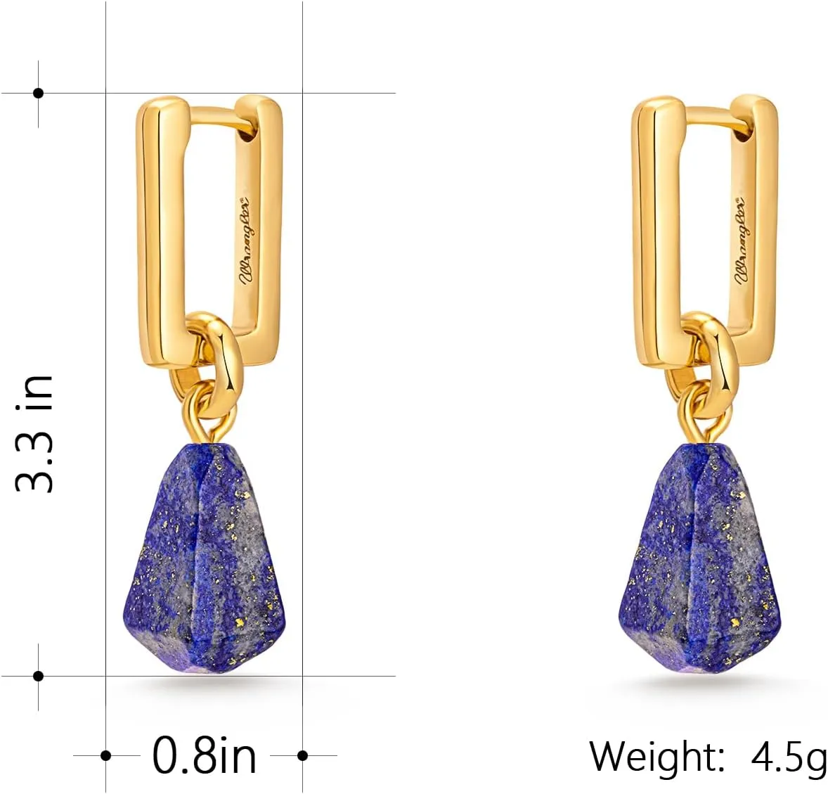 Montana West x Wrangler Natural Gemstone Dangle Earrings for Women Gold Plated Retro Huggie Lightweight Danity Trendy Jewelry