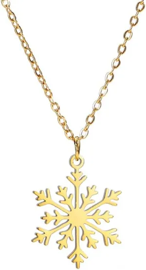 OIDIMS Snowflake Christmas Pendant Necklace Winter Jewelry Friendship Dainty Minimalist Necklaces Snow Lovers Stainless Steel Adjustable Link Chain Xmas New Year Holiday Gifts for Women Men