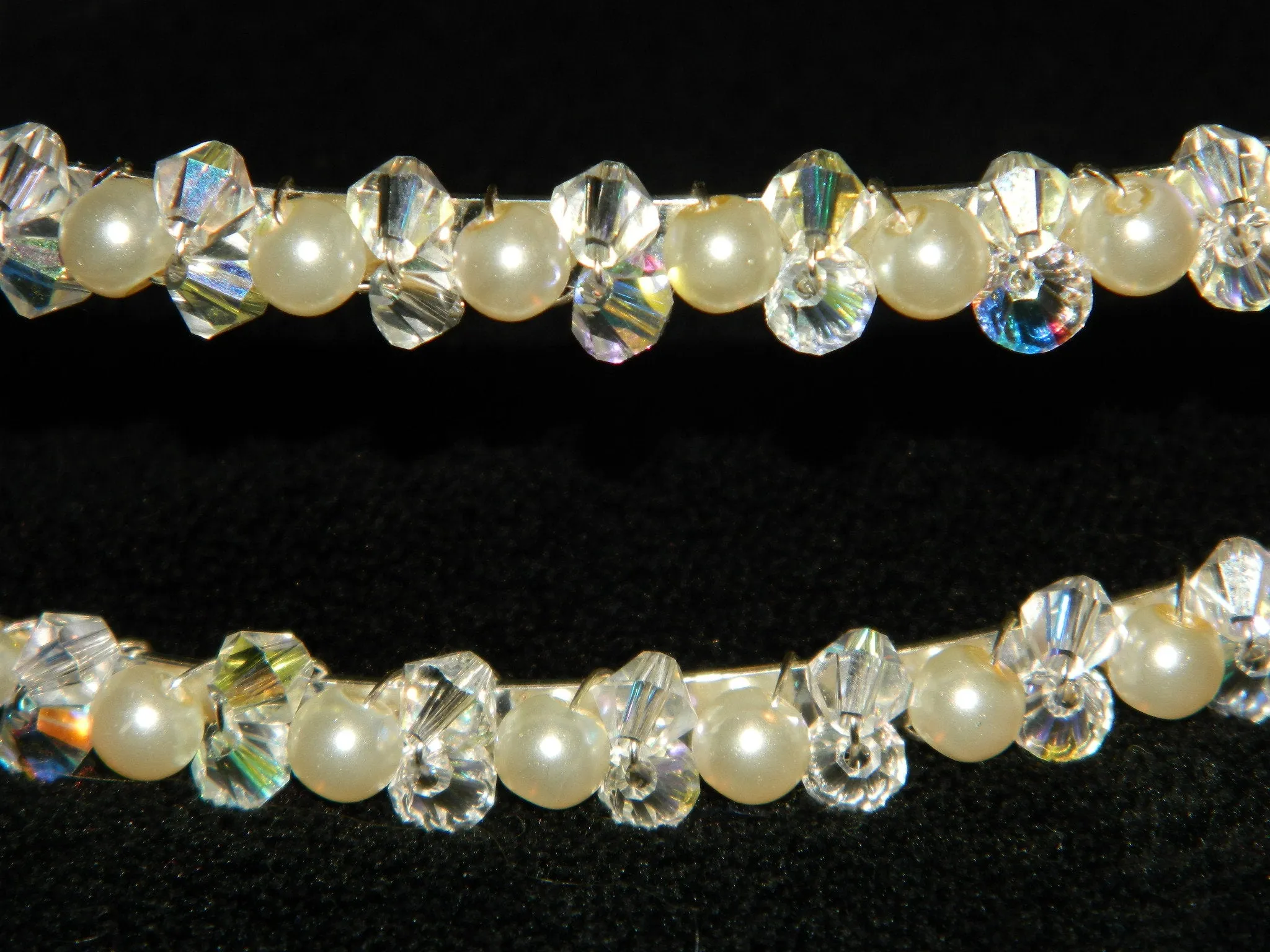 Pearl and crystal double tiara  band