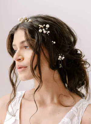 Raised pearl clusters hair vine - Style #2345