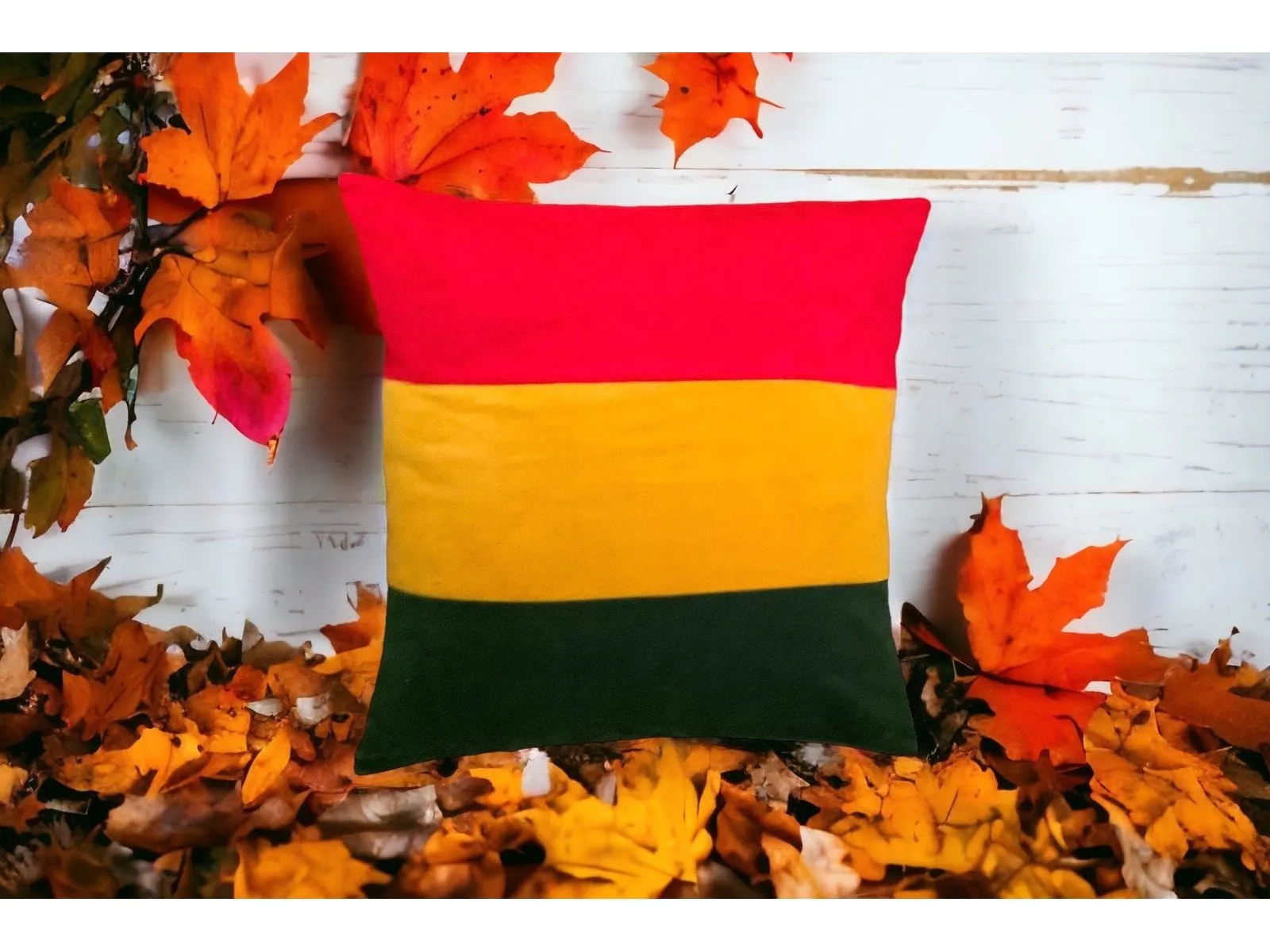 RASTA Pattern Cushion Cover -  Handmade in the UK from Truly Sumptuous Velvets - 45 x 45 cm (18x18”)