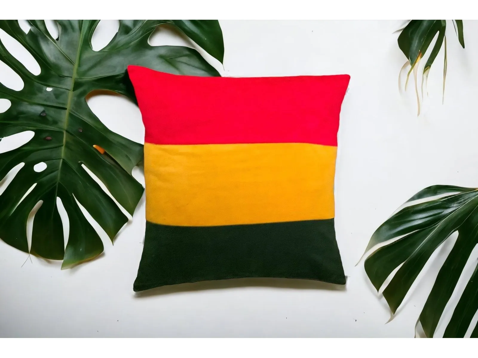 RASTA Pattern Cushion Cover -  Handmade in the UK from Truly Sumptuous Velvets - 45 x 45 cm (18x18”)