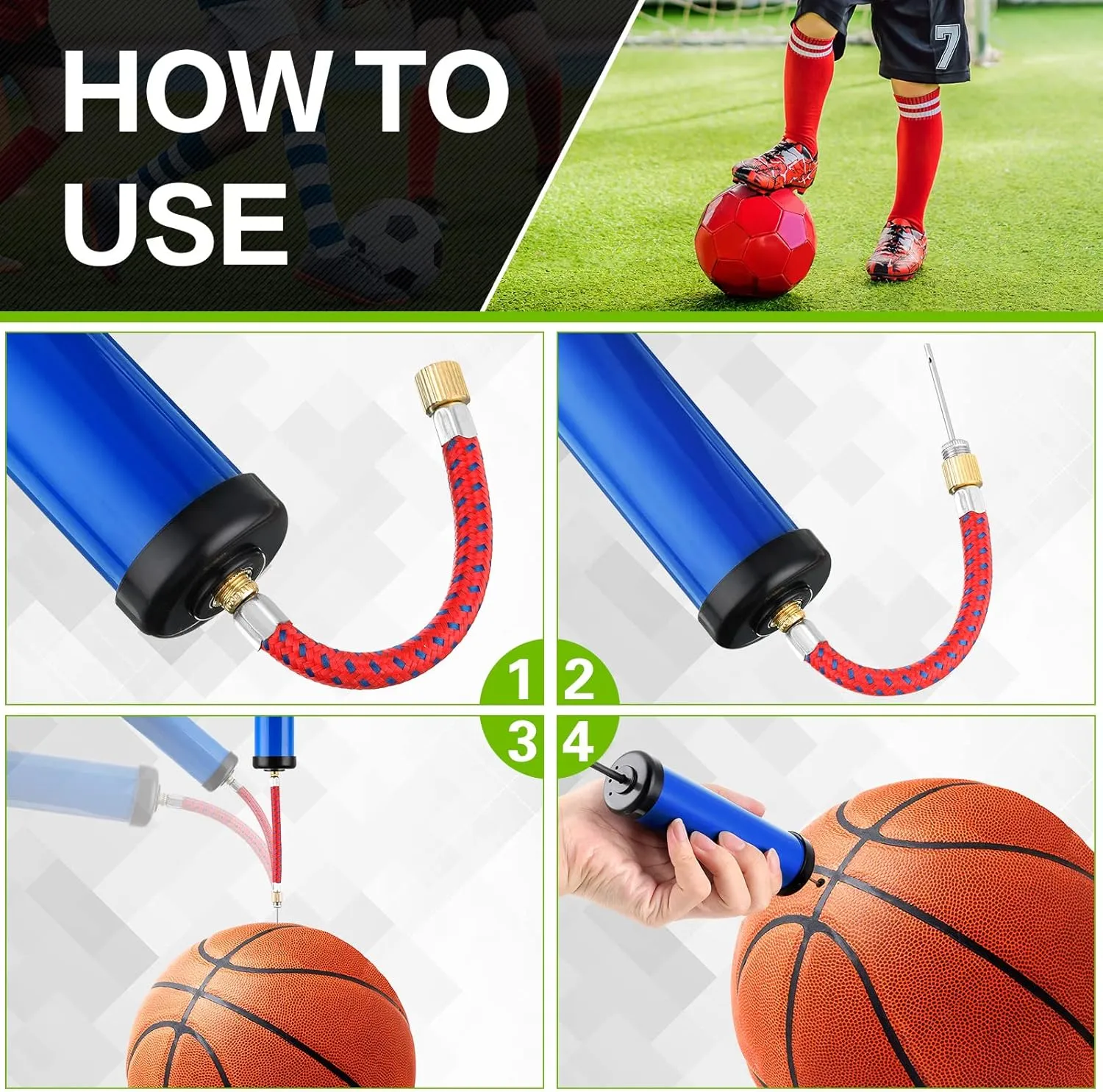 Reginary 10 Pcs Ball Pump for Sports Balls Pump with Needle and Extension Hose Bulk for Basketball Football Soccer Volleyball