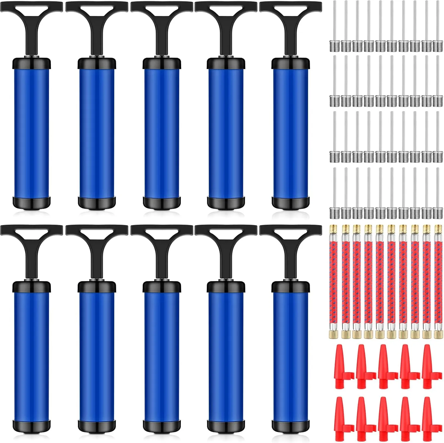 Reginary 10 Pcs Ball Pump for Sports Balls Pump with Needle and Extension Hose Bulk for Basketball Football Soccer Volleyball